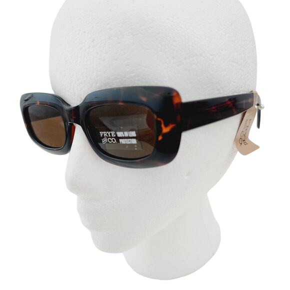 Frye Brown Tortoise Shell Print Brown Retro Rounded Rectangle Sunglasses 100% UV main image 2